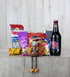 Photo of turkey and snacks - Root beer, peanuts, popcorn, beef jerky, trail mix, sunflower seeds, and enstrom toffee petite.